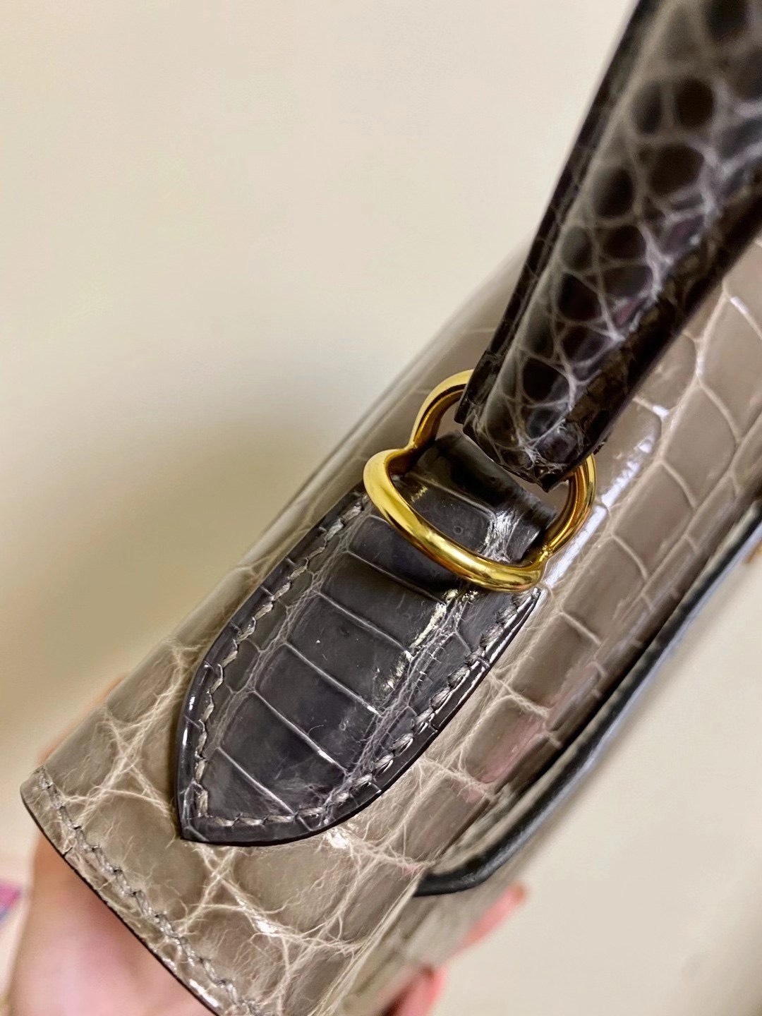 Túi xách nữ siêu cấp –TXSC1043 Túi xách HERMES Kelly Da cá sấu màu xám than bóng