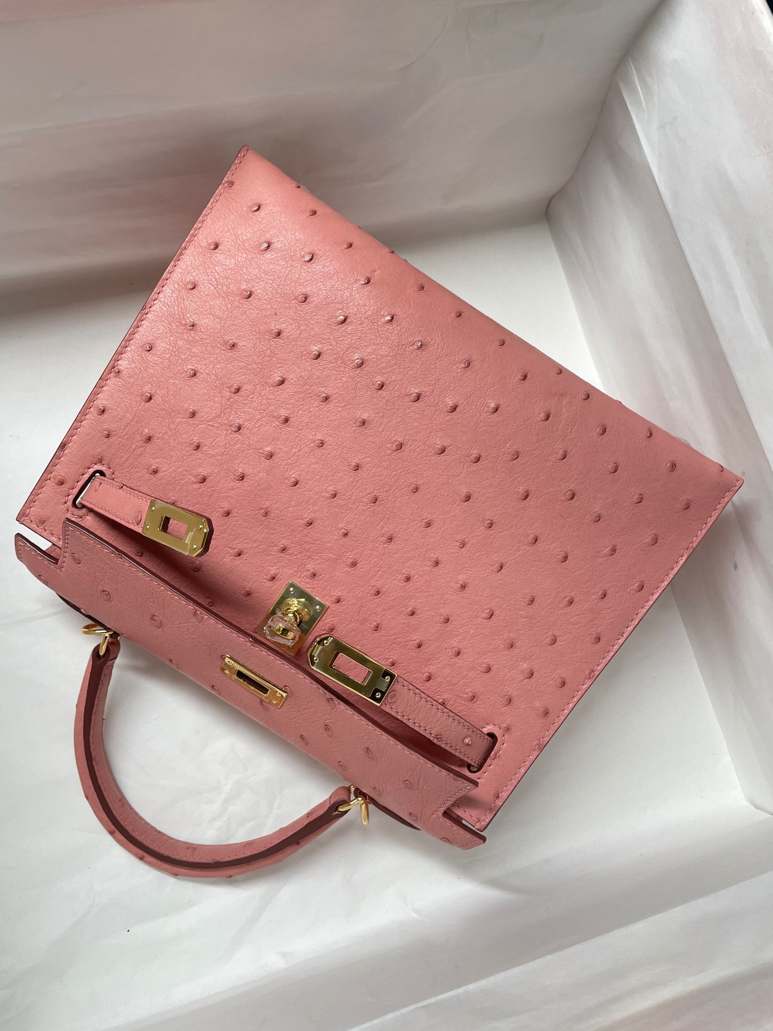 z2531768240011_aae884cbb3b2c695389d3797bd0ba853 Túi Xách Hermes Kelly 25 Da Đà Điểu Màu Hồng