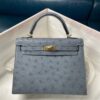 Túi Xách Hermes Kelly 25 Da Đà Điểu Màu Ghi