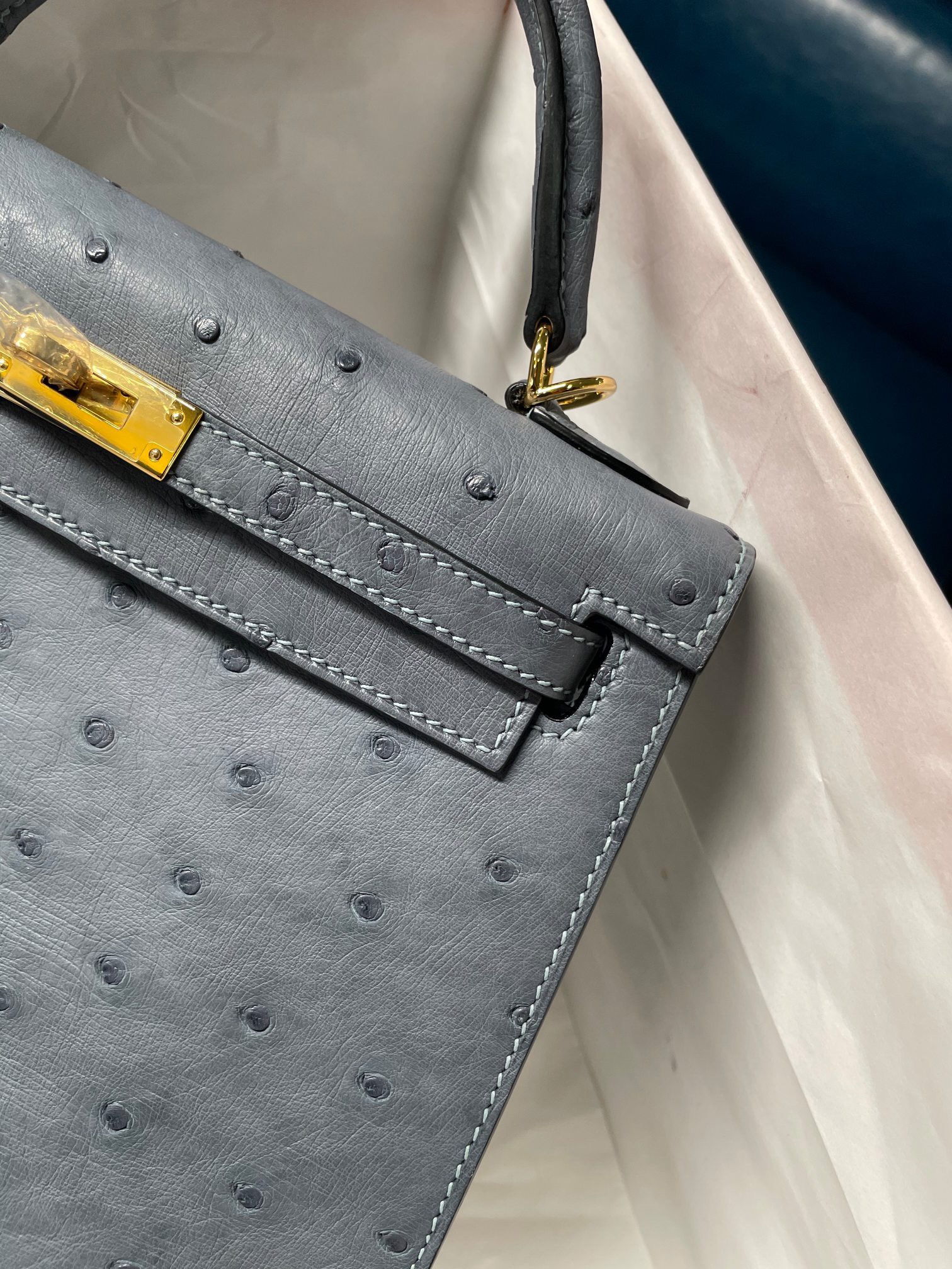 z2531772551120_eb370bb60cf336dea45c2dec539e35b5 Túi Xách Hermes Kelly 25 Da Đà Điểu Màu Ghi
