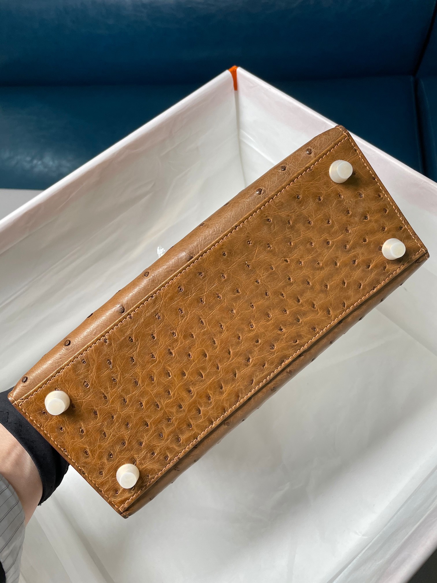 z2531773248968_a0b1a2dc1b9219fad08eaa51e6dfdda7 Túi Xách Hermes Kelly 25 Da Đà Điểu Màu Nâu