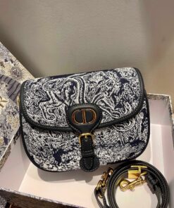 Túi xách nữ Dior Bobby Medium bag Toile de Jouy màu xanh