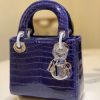 Túi Xách Siêu Cấp - Địa chỉ cung cấp túi xách Dior Lady Dior cỡ trung màu xanh đậm da cá sấu