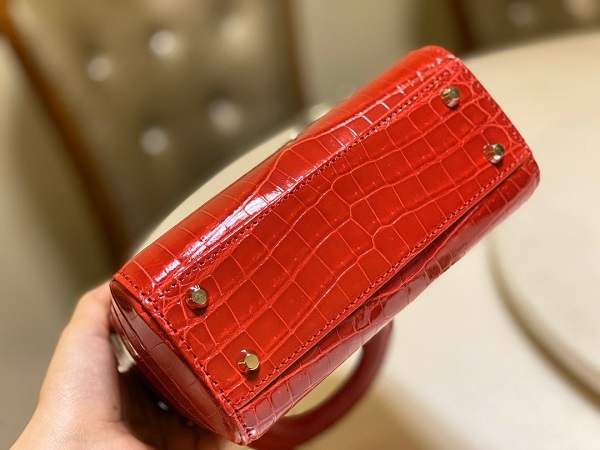 4 Túi xách Dior Lady Dior cỡ trung màu đỏ đậm da cá sấu