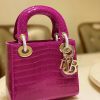 Túi xách Dior Lady Dior cỡ trung màu Hồng da cá sấu