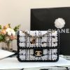 Túi Chanel Mini My Own Frame Flap màu đen/trắng chất liệu vải tweed và da