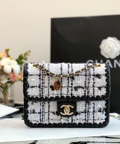 Túi Chanel Mini My Own Frame Flap màu đen/trắng chất liệu vải tweed và da