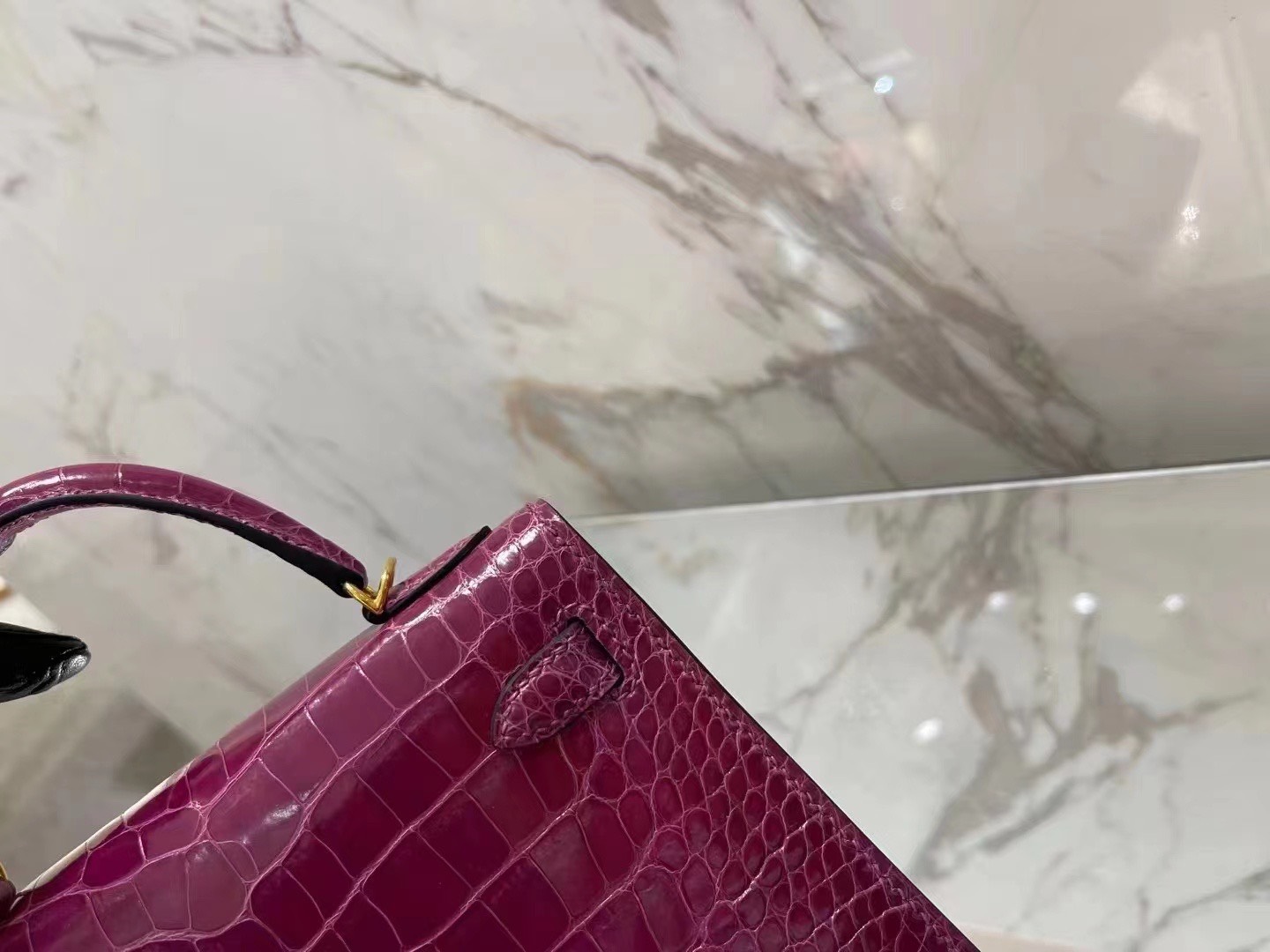 z3194173842566_a9ebb40e37f83dbfb741be0ba6d25ec0 Túi xách Hermes Vert Bosphore Shiny Alligator Mini Kelly Màu Tím Đỏ