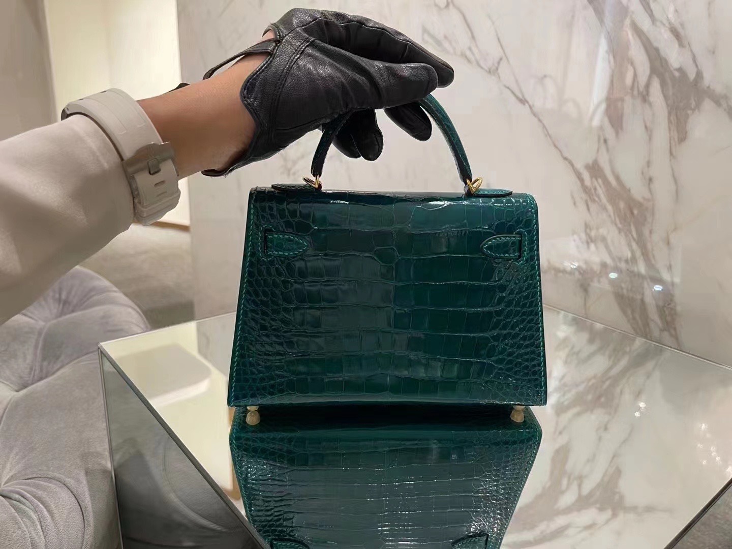 z3194174841236_c4df2706b28e0fa16510035ccc3aa9d6 Túi xách Hermes Vert Bosphore Shiny Alligator Mini Kelly Màu Xanh Lá