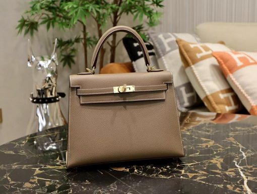 Túi xách Hermes Kelly Togo màu nâu Vintage