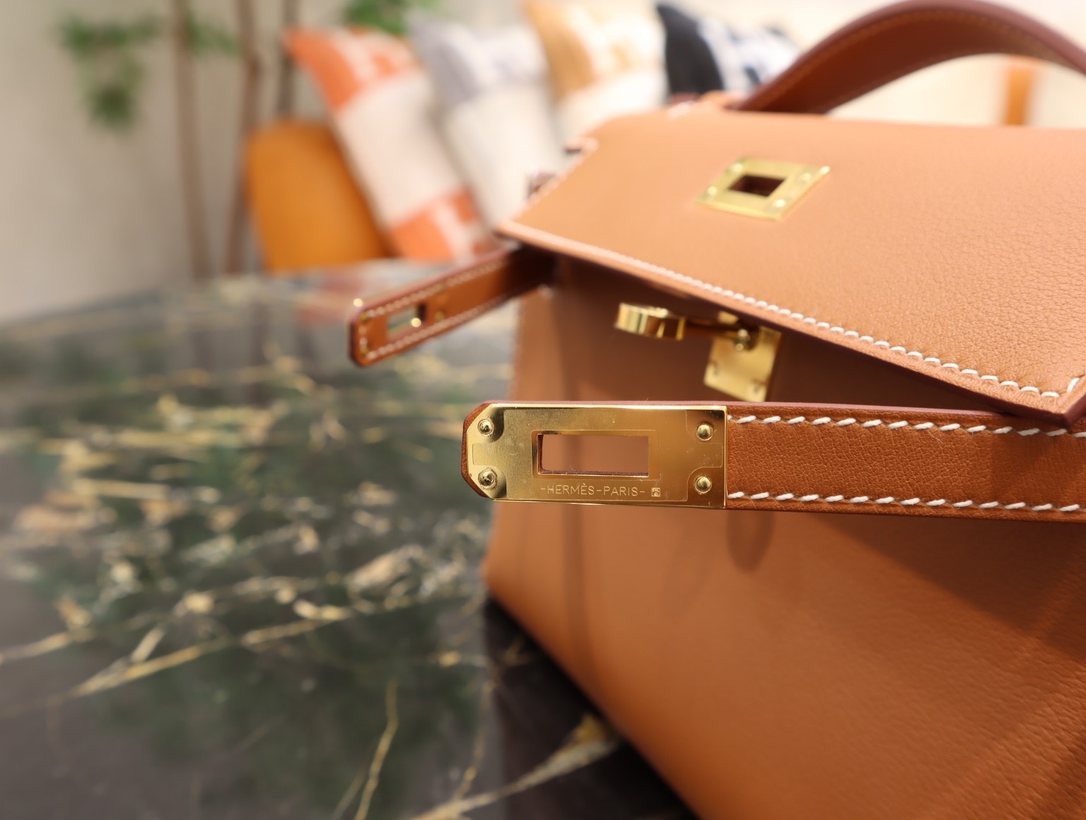 Túi xách Hermes Kelly Pochette Gold Swift Gold Hardware Siêu Cấp
