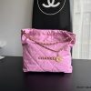 Túi CHANEL 22 Hồng Nhạt logo vàng da bê