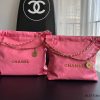 Túi CHANEL 22 Pink hồng logo vàng da bê
