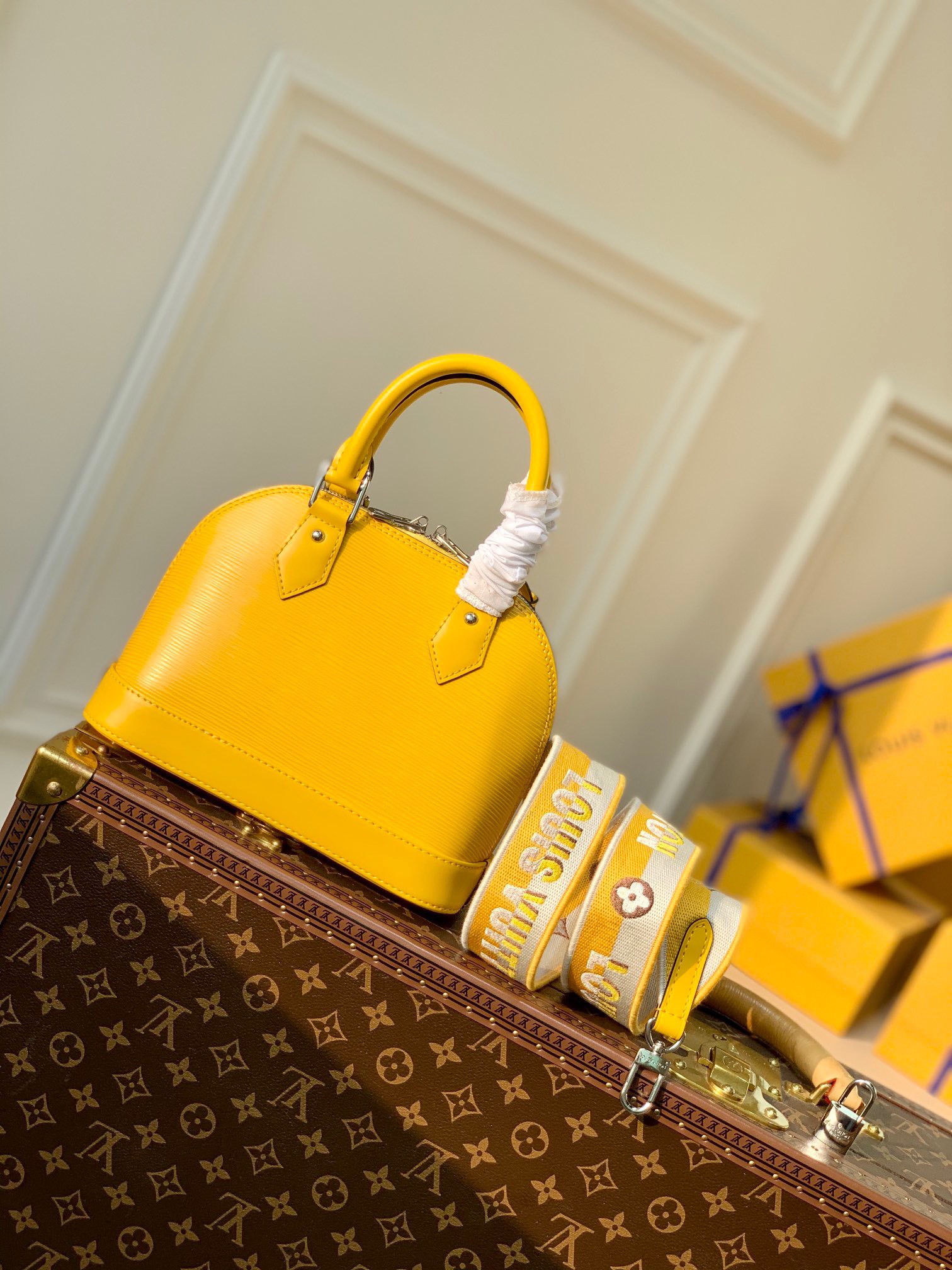 z3430384613444_0753862ff57c1b41bd219f3eb50b5d51 Túi xách Louis Vuitton Alma Bb Epi Sunflower Màu Vàng
