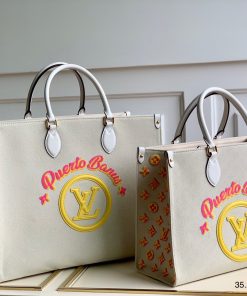 Túi xách nữ Louis Vuitton OnTheGo Sylt màu vàng hồng