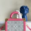 Túi xách LV Petite Valise Trunk Monogram viền hồng