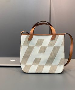 Túi xách Hermes Cabas H En Biais Màu Nâu Vàng Siêu Cấp