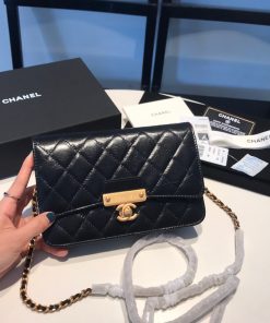 Ví Chanel nắp gập màu đen màu đen size 19