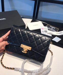 Ví Chanel nắp gập màu đen màu đen size 19
