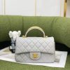 Túi xách nữ Chanel Mini Flap Bag Top Handle Lambskin màu xám