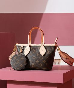 Túi Xách Nữ LV Neverfull BB Bag Nâu Đen Siêu Cấp