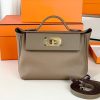 Túi xách Hermes Mini 24/24 Evercolor Stamp Màu Nâu Siêu Cấp