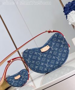 Túi xách nữ LV MM Croissant màu xanh siêu cấp