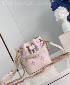 Túi xách LV Nano Noé Monogram màu kem hồng siêu cấp