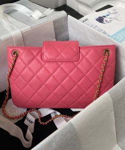 Túi xách Chanel 24C Big Logo da Lambskin Màu Hồng Siêu Cấp