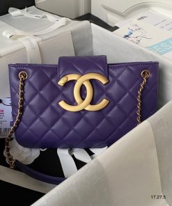 Túi xách Chanel 24C Big Logo da Lambskin Màu Tím Siêu Cấp