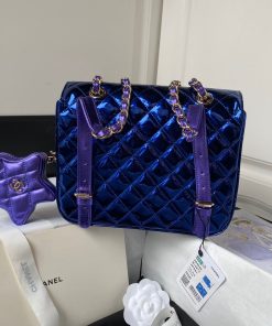 Túi xách Chanel 24C Shiny Purple Calfskin Quilted Flap hàng hiệu