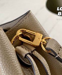 T&uacute;i x&aacute;ch Louis Vuitton Nano Lockme Bucket M&agrave;u Ghi