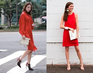 Cách phối túi xách với đầm đỏ