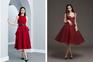 Mặc đầm đỏ mang giày màu gì?