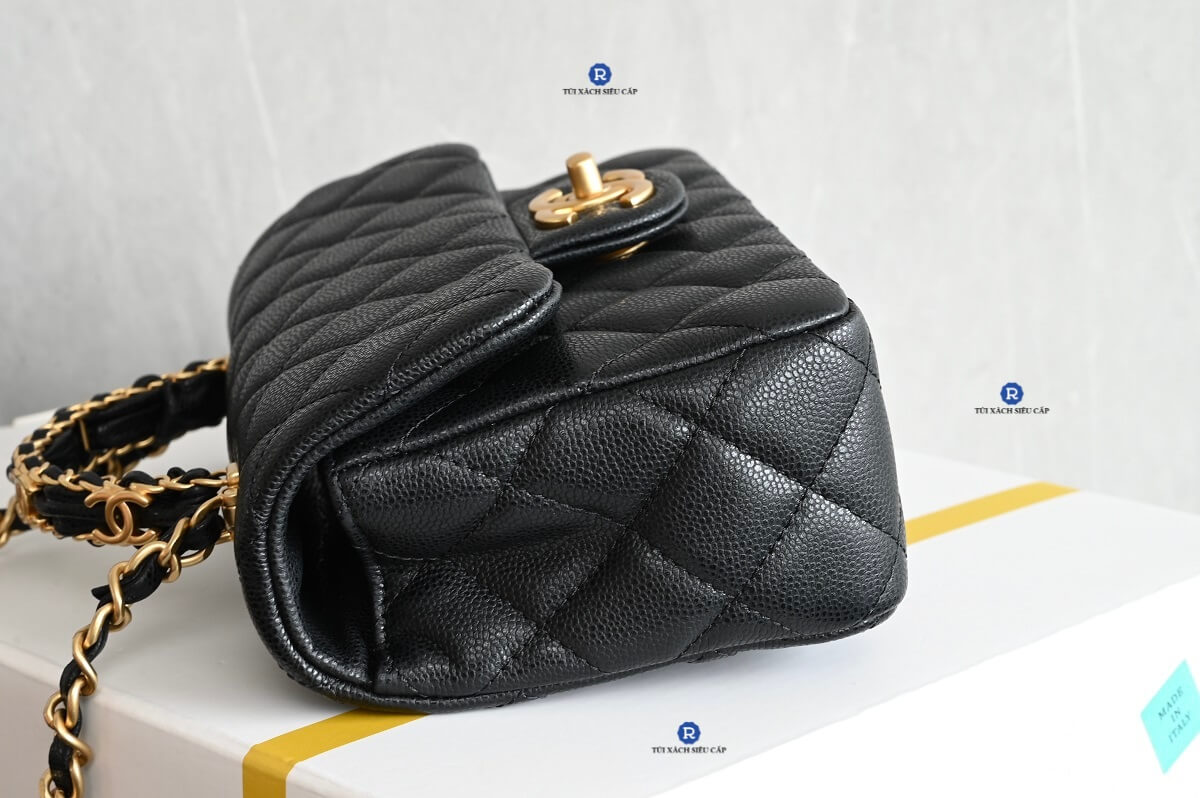 Túi Xách CHANEL 25B Da Caviar Màu Đen Siêu Cấp