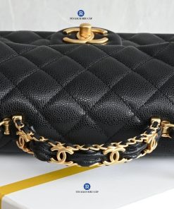 Túi Xách CHANEL 25B Da Caviar Màu Đen Siêu Cấp