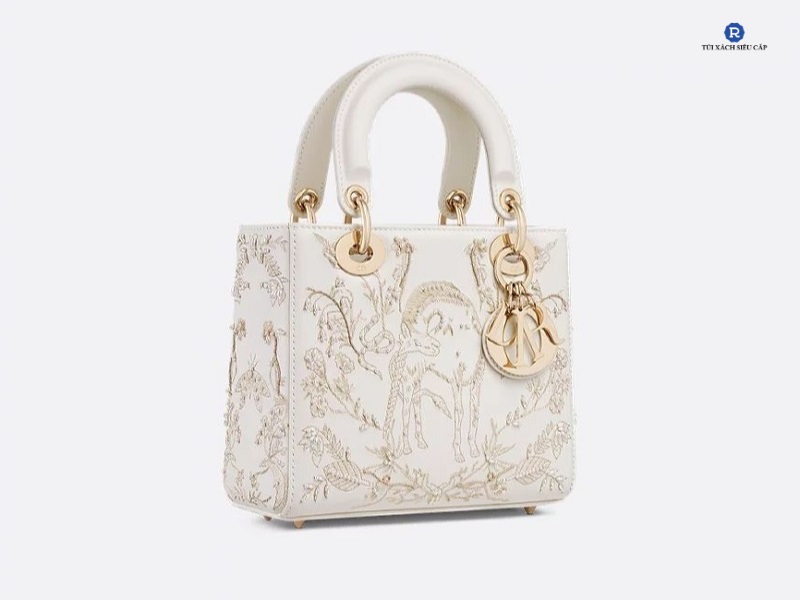 Small Lady Dior Bag – Latte Lambskin with Millefiori Unicorn Embroidery ~ 180 triệu đồng