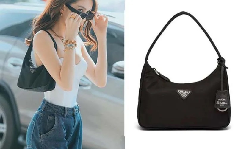 Phối đồ với túi kẹp nách Prada